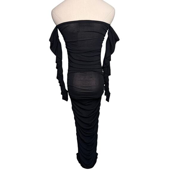 Altuzarra Trikera Off-Shoulder Jersey Maxi Dress sheer long sleeve black size XS - Picture 11 of 16